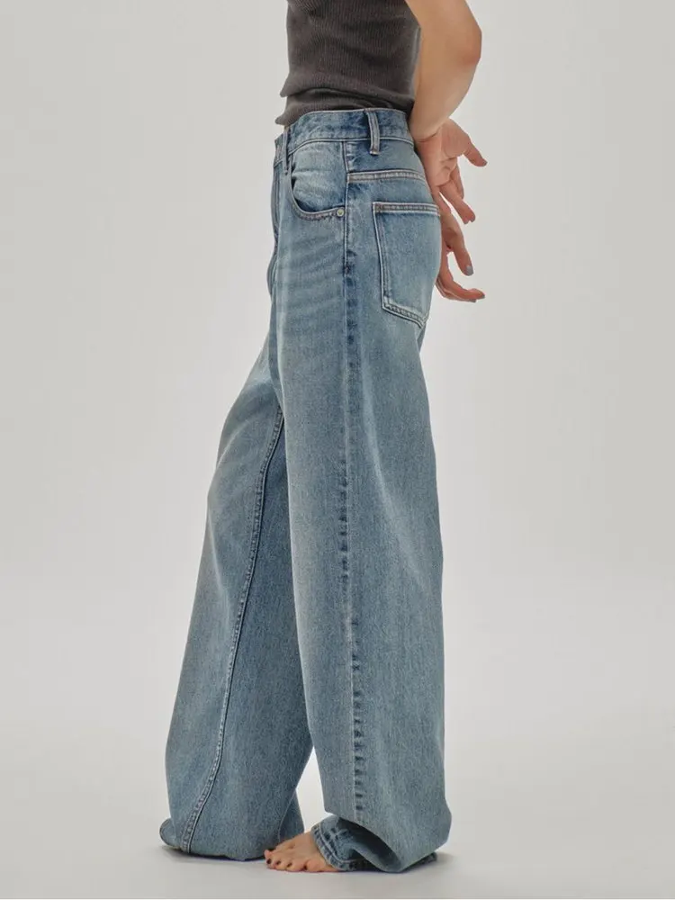 

Джинсы TDF в стиле ретро, прямые брюки с высокой талией и потертыми ушками, длинные джинсы, новые цвета, синие джинсовые женские прямые джинсы без стрейч