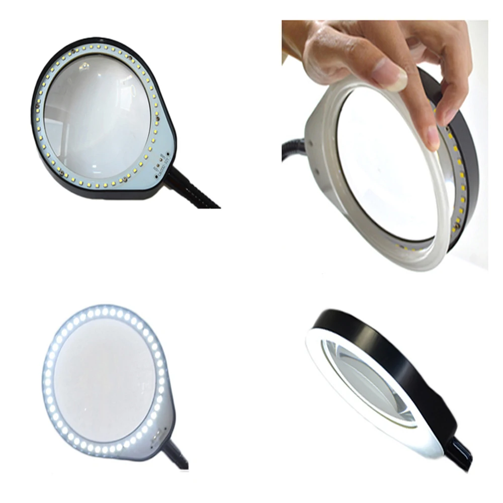 3X 5X 10X 20X LED Magnifying Glass Lamp Metal Clamp Big Lens Real Glass Desk Lamp Dimming Light Magnifier for Reading,Inspection