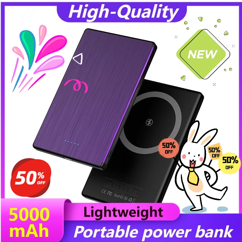 

5000mAh Ultra-thin 0.7x Cm Magnetic Suction Power Bank Portable MagSafe Wireless Fast Charging 20W Mobile Power