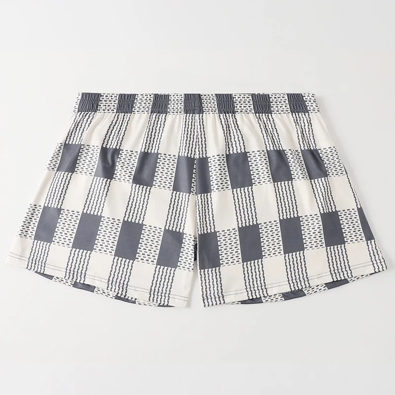 1-Piece Set Of Men's Oversized Loose Aro Pants, Personalized Checkered Printed Flat Corner Pants, Men's Breathable Underwear