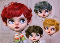 Blythe doll wig suitable for 1/6 size boys wig high-temperature silk curly hair large hair net 9-10 inches 4 colors bjd 9-10in