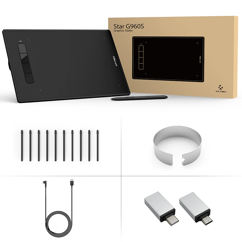 XPPen Ster G960/960 S/s Plus Grafische Tablet Digitale Tekening Tablet 8192 Niveaus Ondersteuning Windows Mac Pen Tablet Online onderwijs