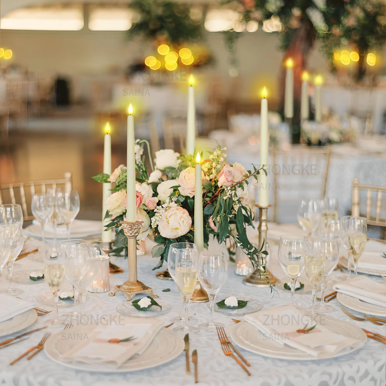 12-180PCS LED Taper Candles for Wedding Flameless Taper Candles Battery Operated with Timer Remote for Holiday Decoration