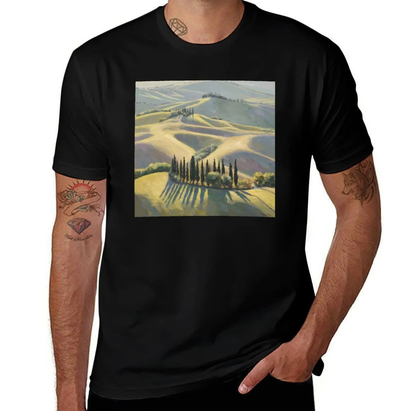 Serene French Countryside Rolling Hills Impressionist Landscape T-Shirt funny costumes boys whites mens t shirts casual stylish Serene French Countryside Rolling Hills Impressionist Landscape T-Shirt funny costumes boys whites mens t shirts casual stylish