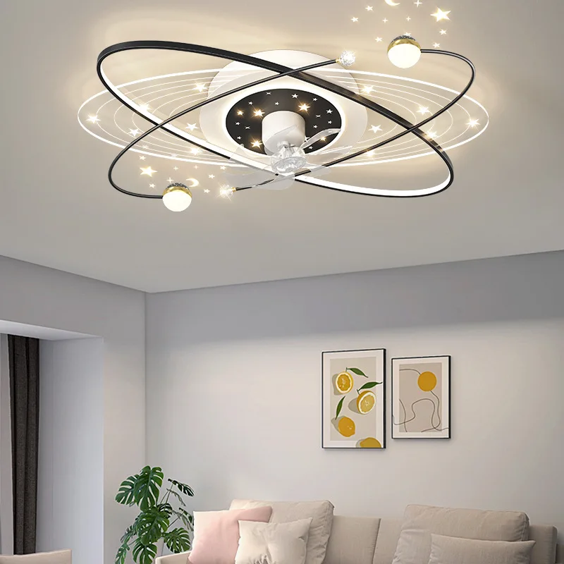 Imagem -04 - Modern Shaking Head Ceiling Fan Light Stars Sky Nórdico Sala de Estar Quarto Intelligent Home Ventilador Novo