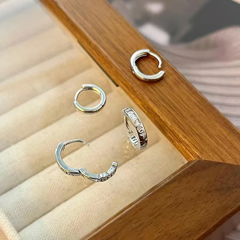 4 قطعة/المجموعة الفولاذ المقاوم للصدأ الجمالية الزركون كريستال هوب أقراط للنساء Egirl جديد Y2K كول ارتداء اليومي مجوهرات اكسسوارات #5