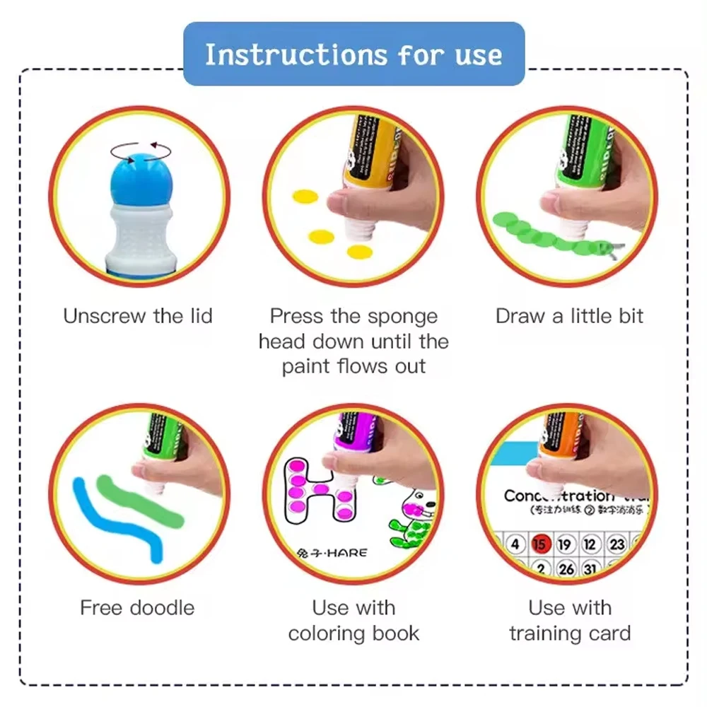 10 Colors Dot Markers Doodle Graffiti Pen for Toddlers Magic Pens Water Color Pen for Art Drawing Writing Painting Office School