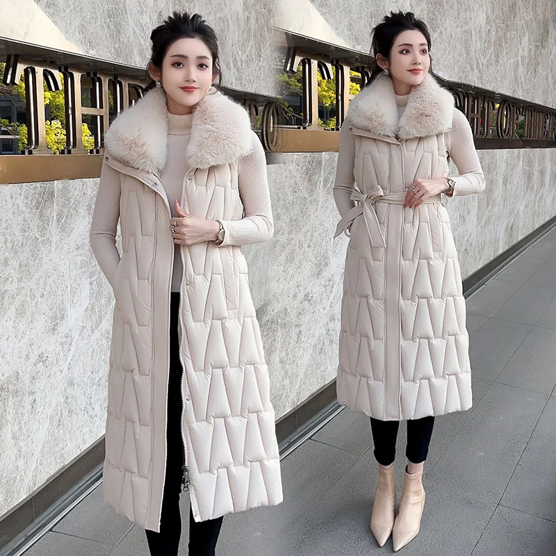 

2025 Winter Women's Padded Coat Bow Tie Zipper Fly Faux Fur Parka Jacket For Female Thickened Windproof Thermal lady's Coat