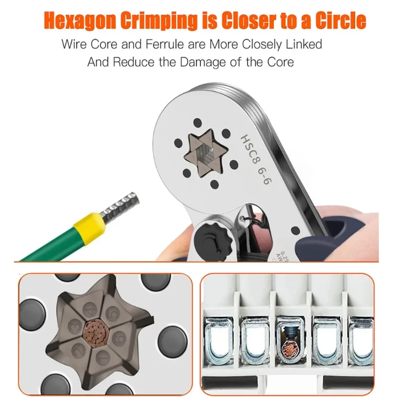Ferrule Crimping Tool HSC8 6-4/6-6 Electrical Crimper Plier For Wire End Crimp Tube Terminals Electrical Circuit Repair image 3