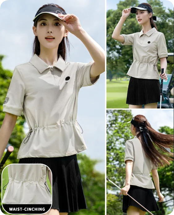 

PGM 2025 Golf Women's Spring and Autumn New Clothing Women's Short sleeved Polo Tennis Top Sportswear YF832