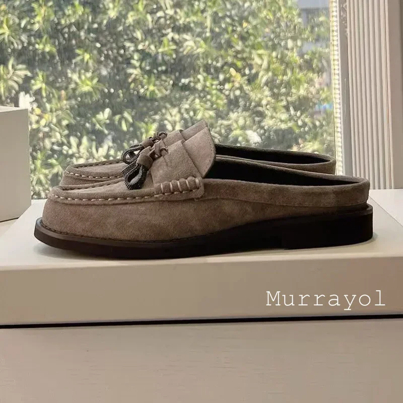 Новинка 2025, женские лоферы на плоской подошве с круглым носком и кисточками, однотонные туфли на плоской подошве из натуральной кожи, весенне-осенние туфли-лодочки