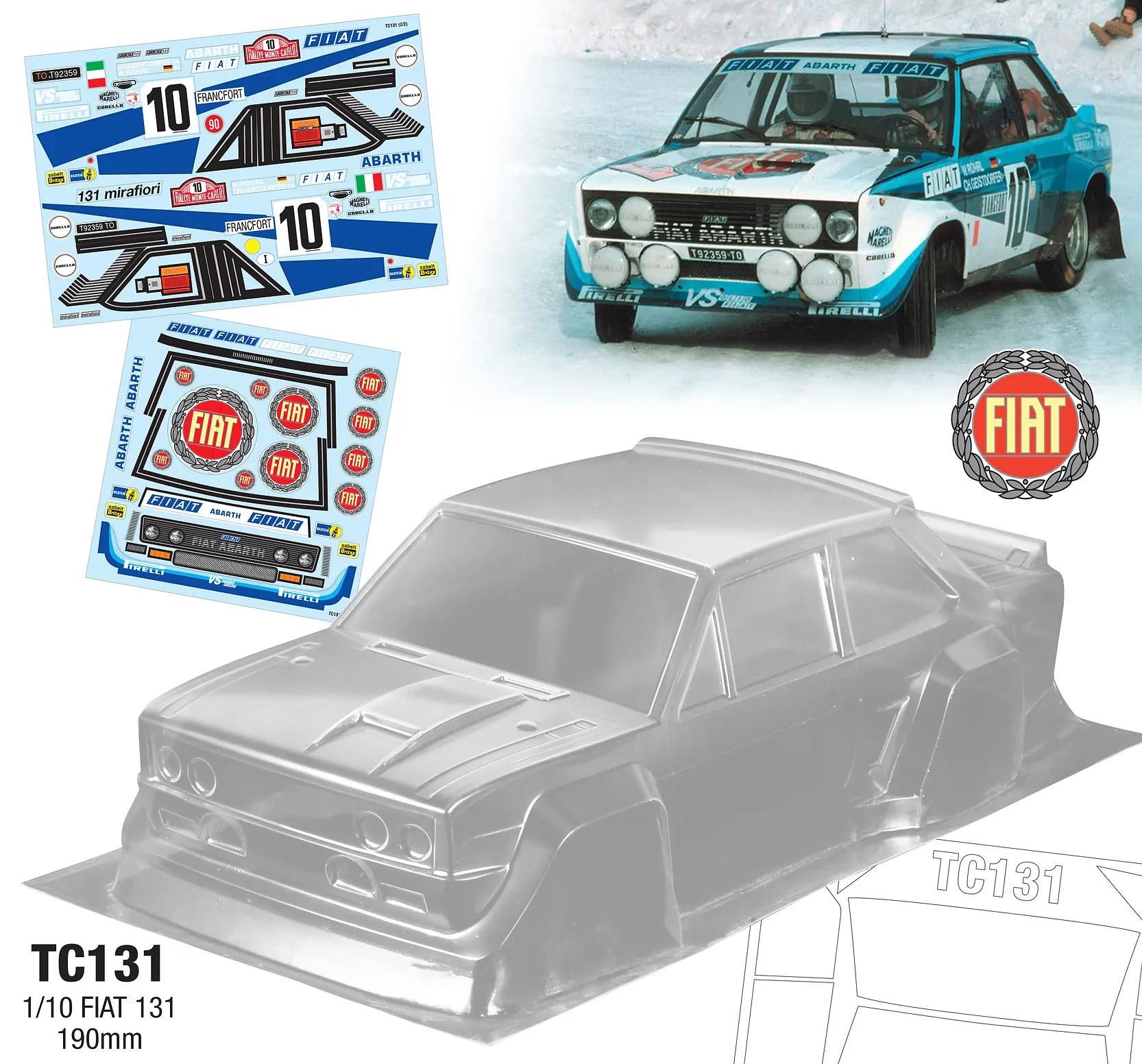 1 10 Flat 131 Rc Rally Car Clear Lexan Body W/ Color Stickers for Rc Drift Car Tamiya tt02 tt01 Kyosho Hsp 258mm Wheelbase