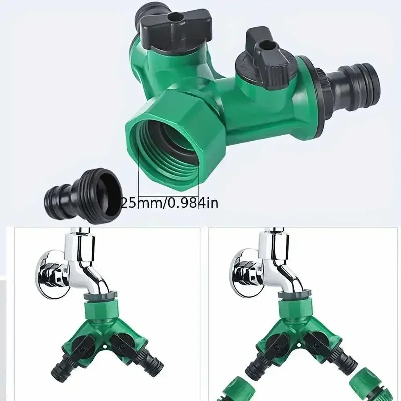 Garden Hose Splitter Garden Hose Connector with Faucet Watering Shut Off for Landscaping Flower Planting Irrigation