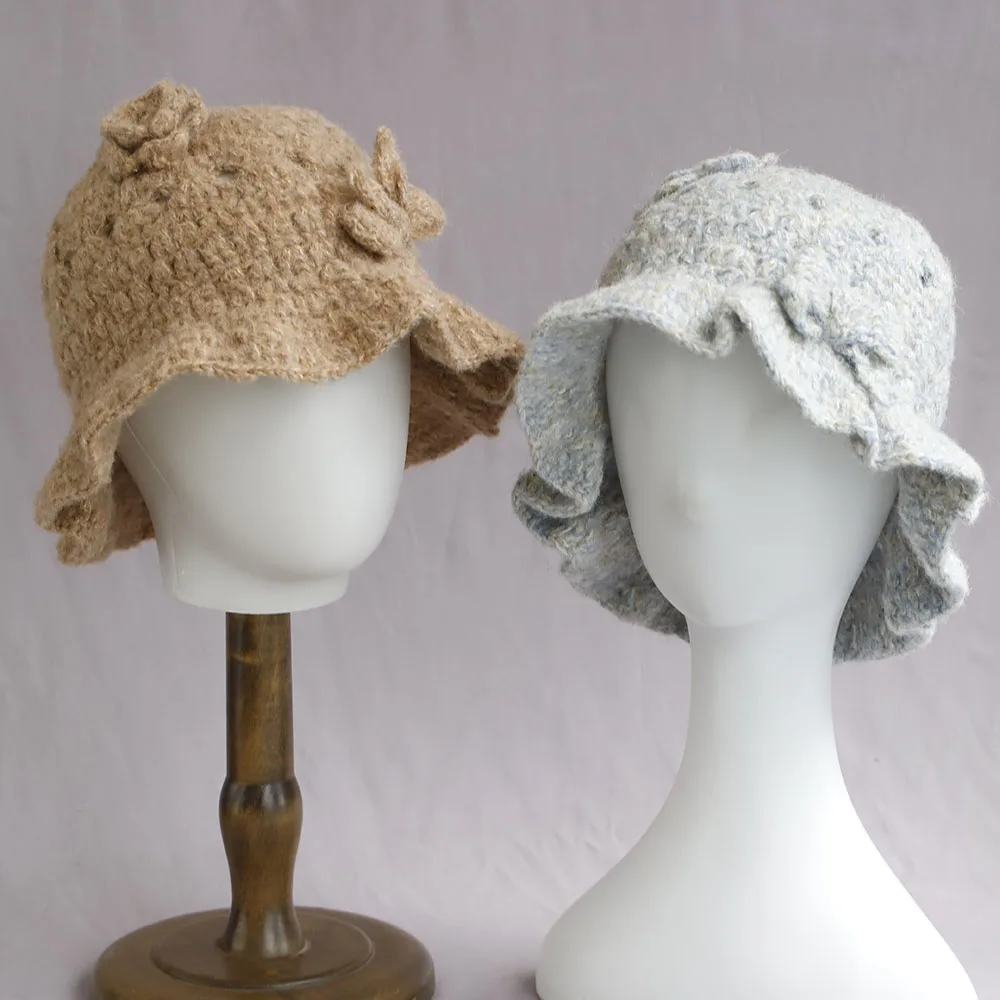 Новинка 2024 года, осенне-зимняя шерстяная панама, женская модная винтажная рыбацкая шляпа, универсальная кепка, фетровая шляпа с цветком, складная шляпа