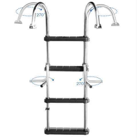 أجزاء القارب 4 خطوات سلم القارب للطي سلم الصعود للقوارب البحرية العائمة #5