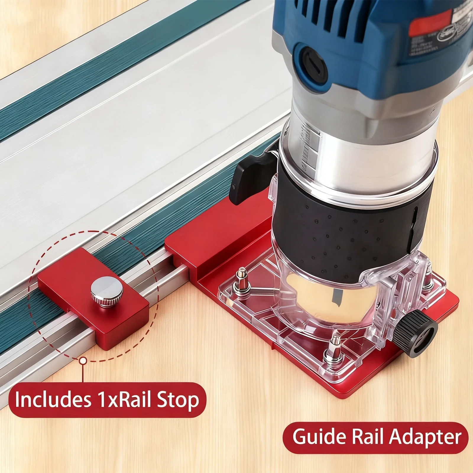 

Guide Rail Adapter Aluminum Alloy Guide Rail Router Edge Milling Adapter with Limit Stop for Smooth and Precise Cutting Woodwork