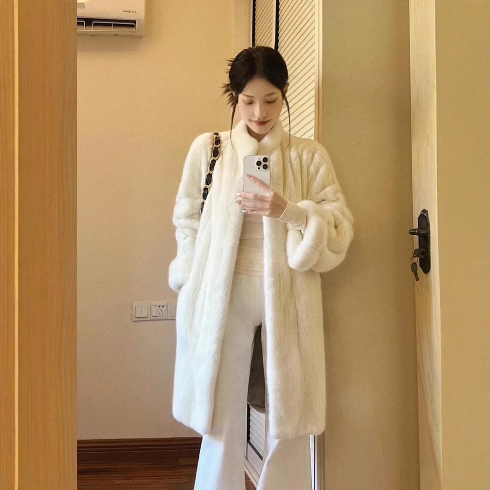 Autumn Winter Long Coats Women Faux Fur Coat Thick Warm Y2k Streetwear Work Overcoat Warm Jackets Elegant Open Outerwear 2025