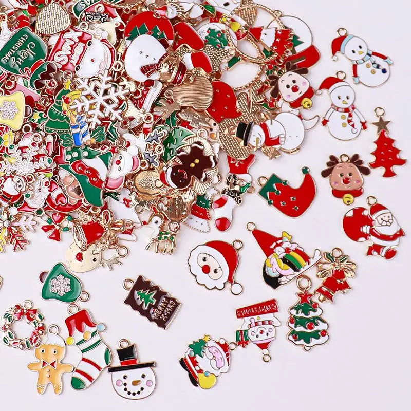 Weihnachts-Emaille-Anhänger, 10/20/50 Stück, sortiert, für die Herstellung von Schmuck, Weihnachtsgeschenk für Bastler – Detail 4