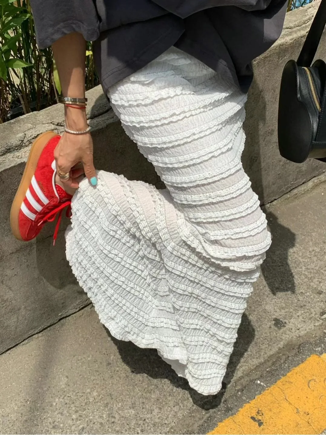 

Многослойная юбка с кружевной отделкой и высокой талией, женская утягивающая возрастная универсальная облегающая юбка-торт, хлопковая цветная длинная юбка