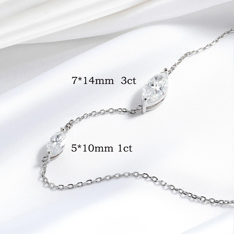 QIBAOKU 3CT Marquise Cut 2 Gems Moissanite Necklace for Women Bride Wedding Jewelry Lab Diamond Chain S925 Sterling Silver 2026