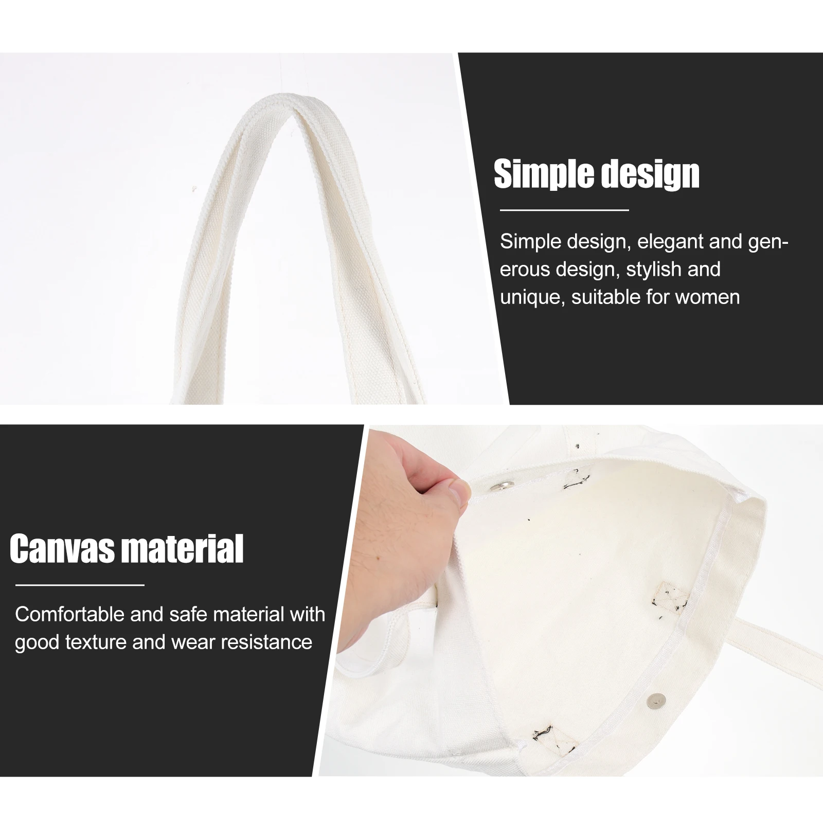 

Large Capacity Canvas Tote For Women Lightweight Portable Shopping Storage Handbag Travel Beach Leisure Reusable Grocery Simple