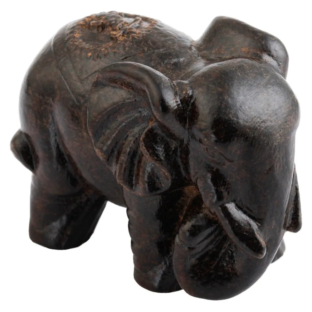 TUMBEELLUWA Hand Carved Natural Ebony Wood Elephant Statue Feng Shui Wealth Figurine Home Jewelry Decoration