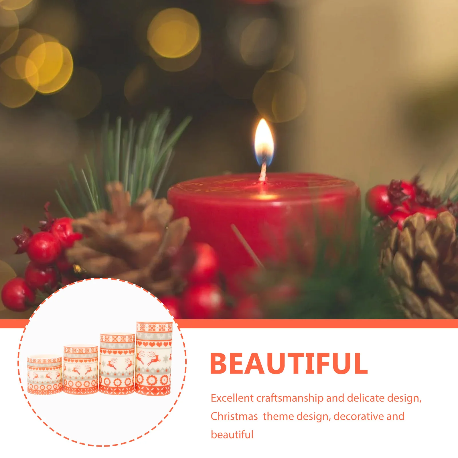 

4Pcs Christmas LED Flameless Lights Decorative Light Party Decoration Outdoor Indoor Christmas Accessory