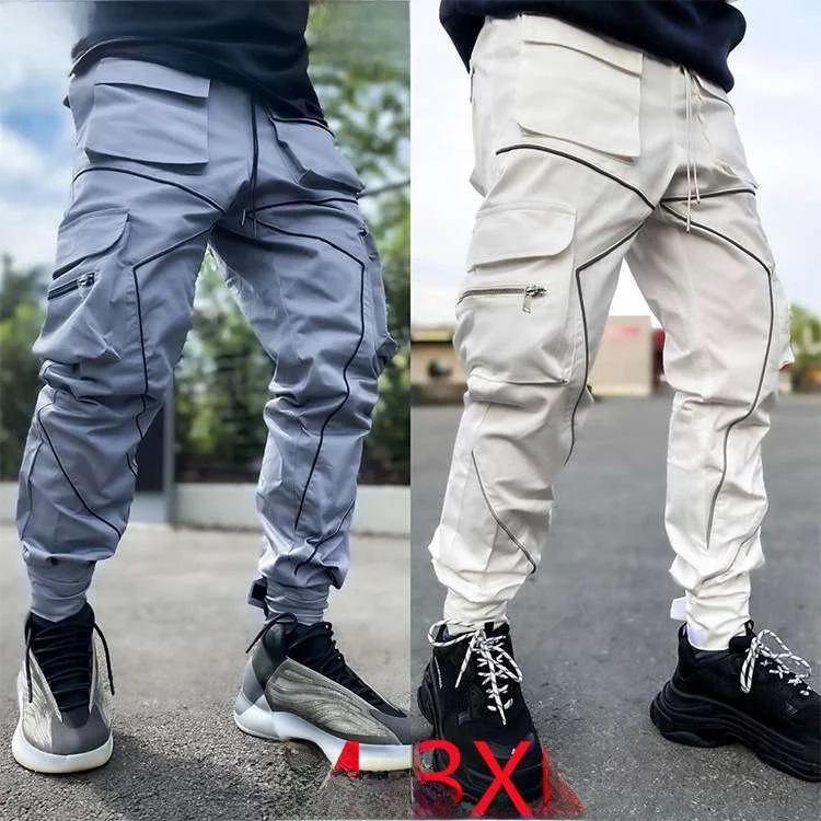 

Мужские повседневные брюки свободного кроя на весну с застежкой-липучкой, молодежные прямые брюки из смесового хлопка