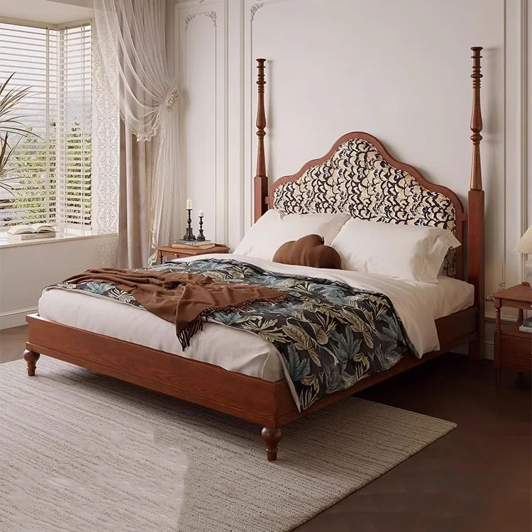 

Customizable ash wood antique solid wood bed Charlotte master bedroom double high-end American French retro wind