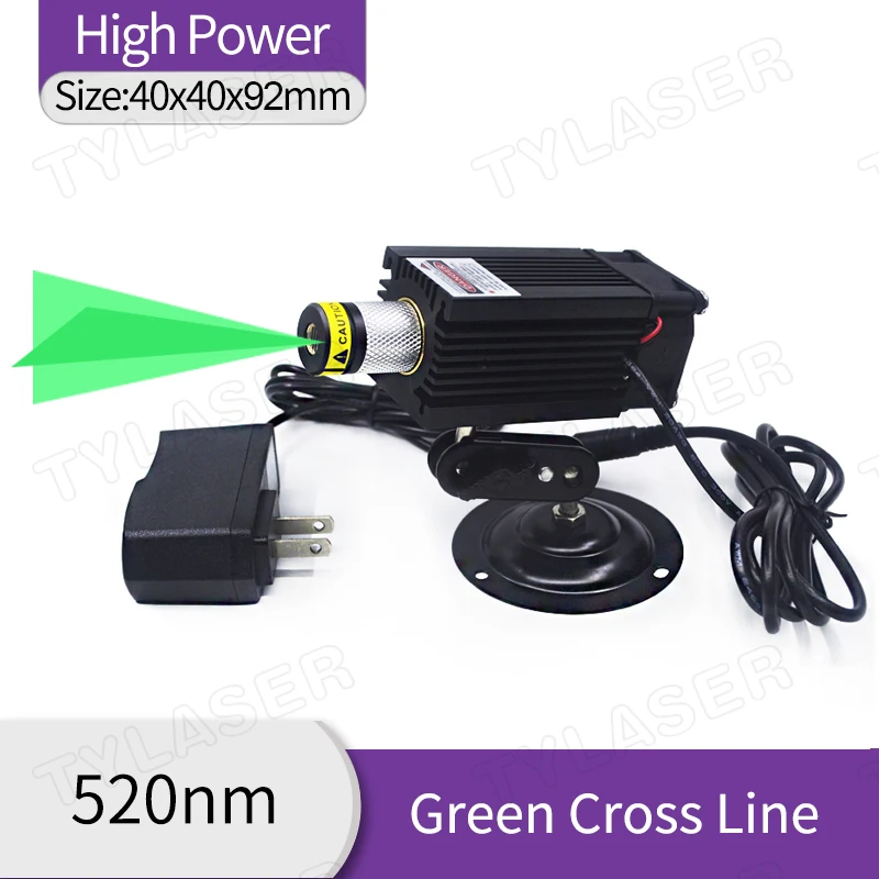 

High Power 520nm Green Cross Line Focusable Laser Module 80mW 135mW 300mW 600mW with Cooling Fan (Free with Bracket and Adapter)