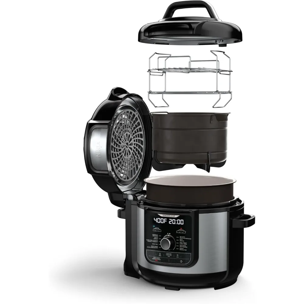 

12-in-1 Pressure Cooker & Air Fryer that Steams, Dehydrates & More, with 5 qt. Crisper Basket, Reversible Rack & Recipe Book