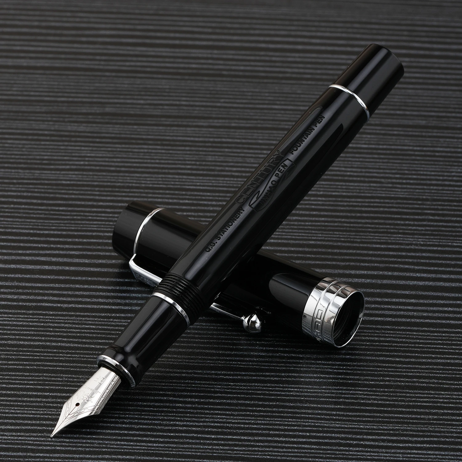 Jinhao 100 Resin Fountain Pen EF/F/M/Bent Nib, Vivid Black with inscription Writing Gift Pen