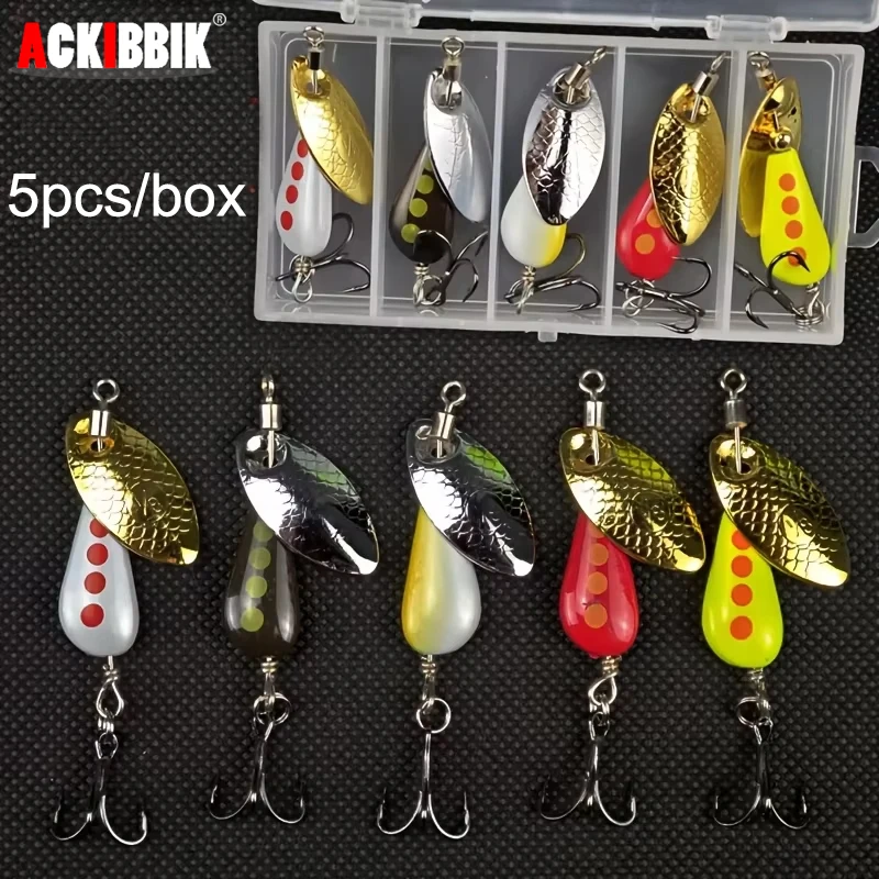Ackibbik 5 قطعة/صندوق سمك السلمون المرقط المغازل الطعوم يطير سمك السلمون المرقط الصيد السحر مايكرو الصيد سبينر #1