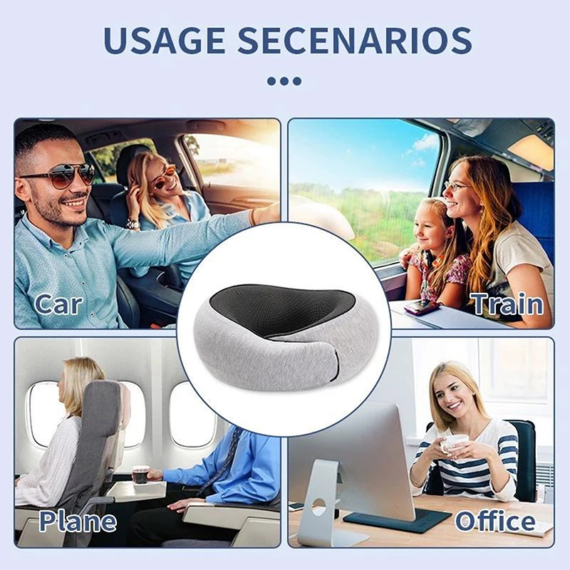 

Дорожная подушка для шеи Подушка для шеи из пены с эффектом памяти для комфорта в самолете Компактный эргономичный дизайн для путешествий, поездок на автомобиле, домашнего использования Идеально подходит