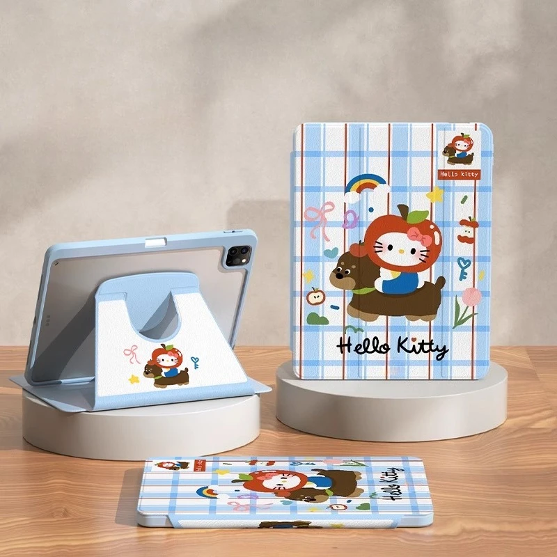 

Sanrio Hello Kitty для iPad Чехол для iPad 7 8 9 Air 3, защитный чехол для iPad Pro 3 4 5, вращающийся чехол для планшета с защитой от падения и слотом для ручки
