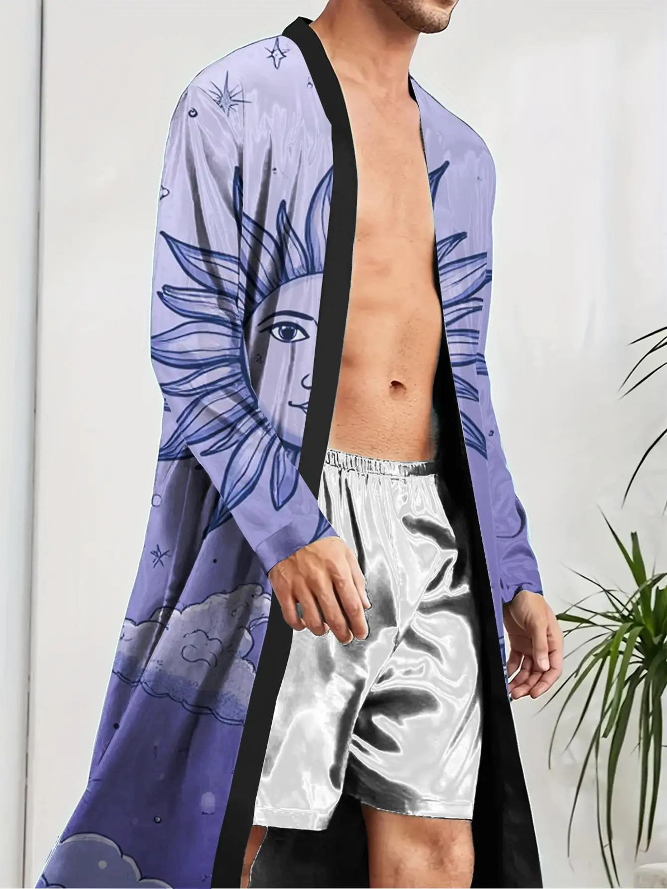 1pcs Men's Robes 2026 Spring/Summer Graphic 3D Printed Sleepwear robe nightie for men Men's bathrobe Men's bathrobe Polyester
