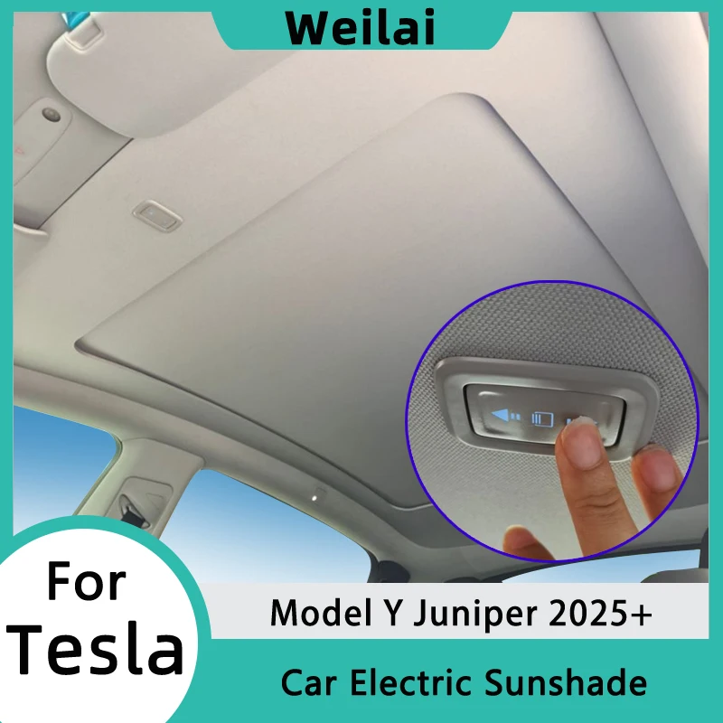 

Для Tesla Model Y Juniper 2025 электрический солнцезащитный козырек с голосовым управлением, козырек на крышу автомобиля, люк на крыше, солнцезащитный козырек, УФ-отражатель, защитные аксессуары