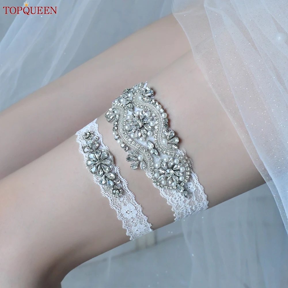 TOPQUEEN-liguero de boda para novia, liguero Sexy, podwiazka slubna, liga de novia, jarretiere, bisutería para boda, THS05, ST33