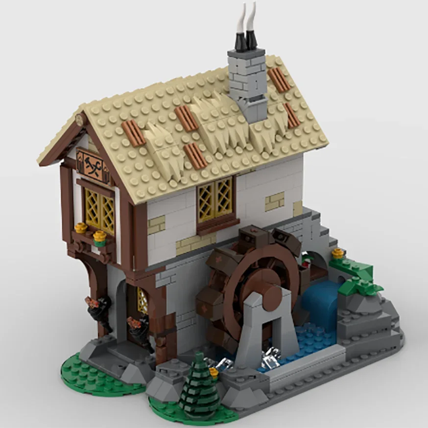 

MOC-182367 Street View Model Medieval Town Square Blacksmith DIY Creative Educational Children's Building Blocks Toy Gift