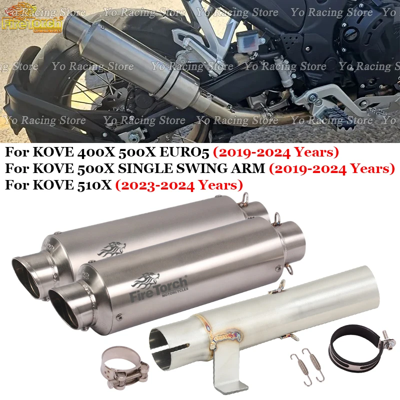 

Slip On For KOVE 400X 500X 510X EURO5 SINGLE SWING ARM 2019 - 2024 Motorcycle Exhaust System Mid Link Pipe Carbon Fiber Escape