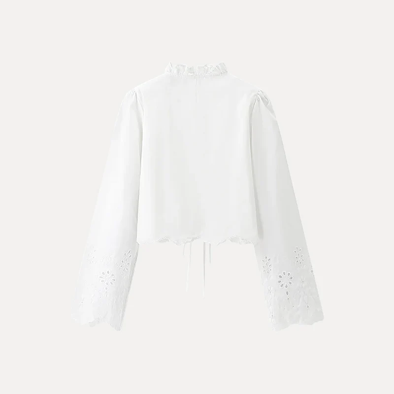 Spring New Sle Women's irt Wooden Ear V-ne  Knot Belted Open Front Long Sve ort Coat Z Polyester Fiber