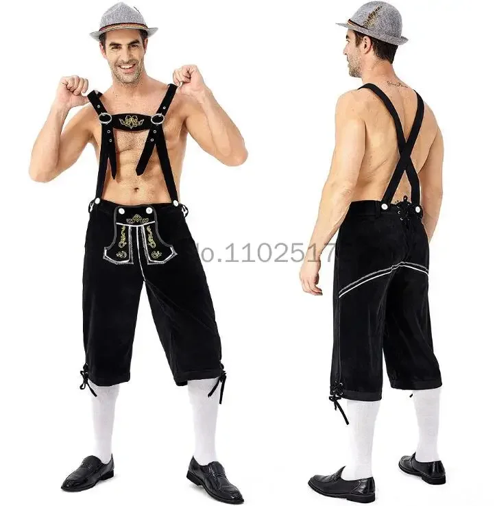 Full Set Men Oktoberfest Letherhosen German Guys Bavarian Traditional Outfit Adults Halloween Costume Cosplay Costumes