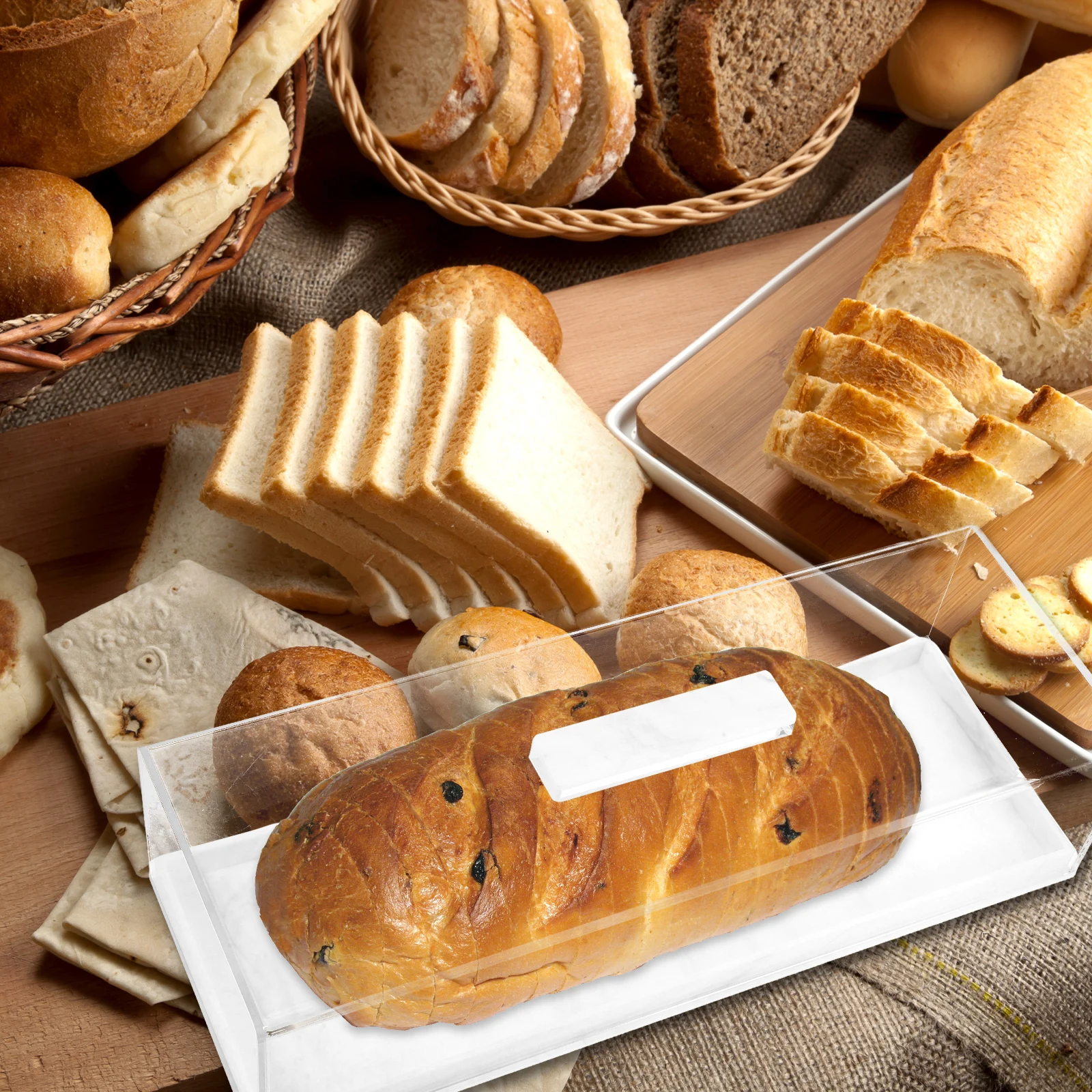 

1pcs Acrylic Rectangular Cake Tray With Lid Multifunctional Storage Transport Serving Tray For Cakes Donuts Cookies