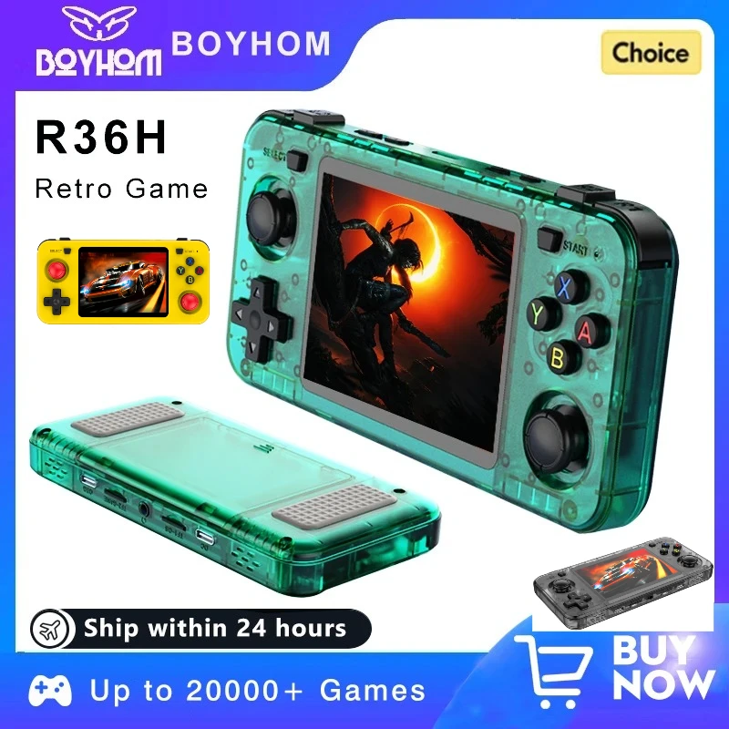 

Игровая консоль BOYHOM Green R36H в стиле ретро, 3,5-дюймовый IPS-дисплей, RK3326, 3000 мАч, 64 ГБ/128 ГБ, открытая система Linux, классический видеоплеер