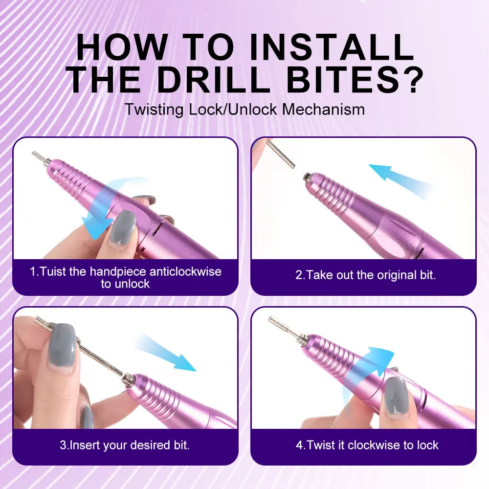 Ensemble de ponceuse à ongles électrique Portable et Rechargeable, 35000 tr/min, haute puissance, pour vernis Gel acrylique, équipement de Salon d'art des ongles