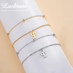 Lucktune PSI Psychology Symbol Pendant Bracelet Stainless Steel Beads Chain Greek Letter Charms Bracelet for Women Jewelry Gift