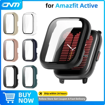Amazfit Active 강화 유리 화면 보호기용 유리 + 케이스 및 Amazfit Active 액세서리용 하드 PC 보호 범퍼