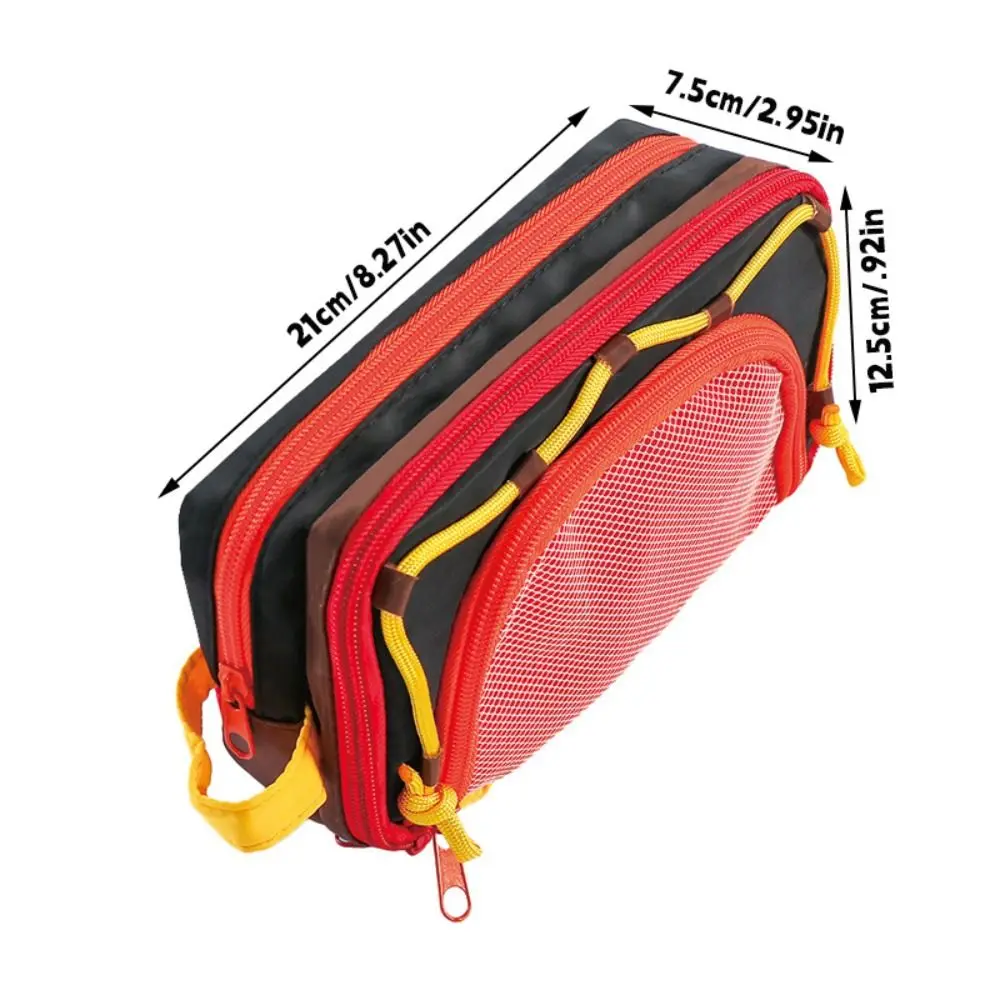 Portable Contrast Color Pen Bag Eight Layers Large Capacity Pencil Case Drawstring Design Stationery Organizer Back To School
