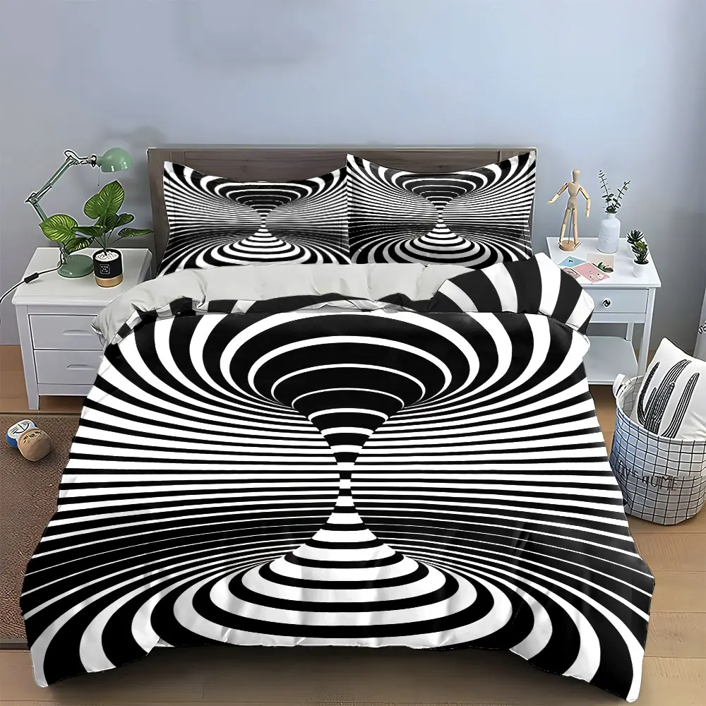 Optical Illusion Decor Set Bedding Set with 1 Duvet Cover 2 Pillowcases Single Double King Queen, Gift