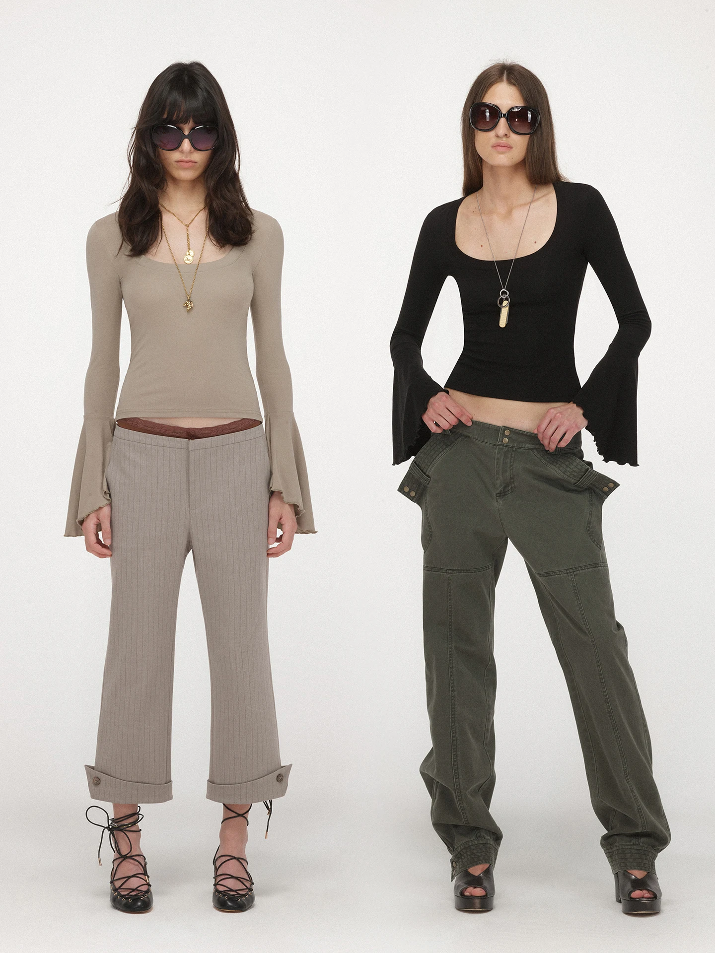 

Slim Fit Long Sve U-Ne Bell Sve Топ из лайкры и вискозы Повседневная футболка чистого цвета для женщин от Saumple Study Symp